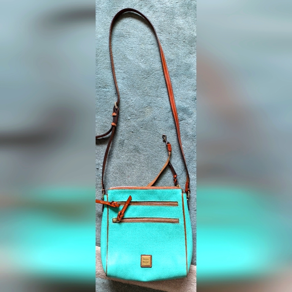 Dooney & Bourke Pebble Grain Leather in Spearmint Triple Zip Crossbody Bag